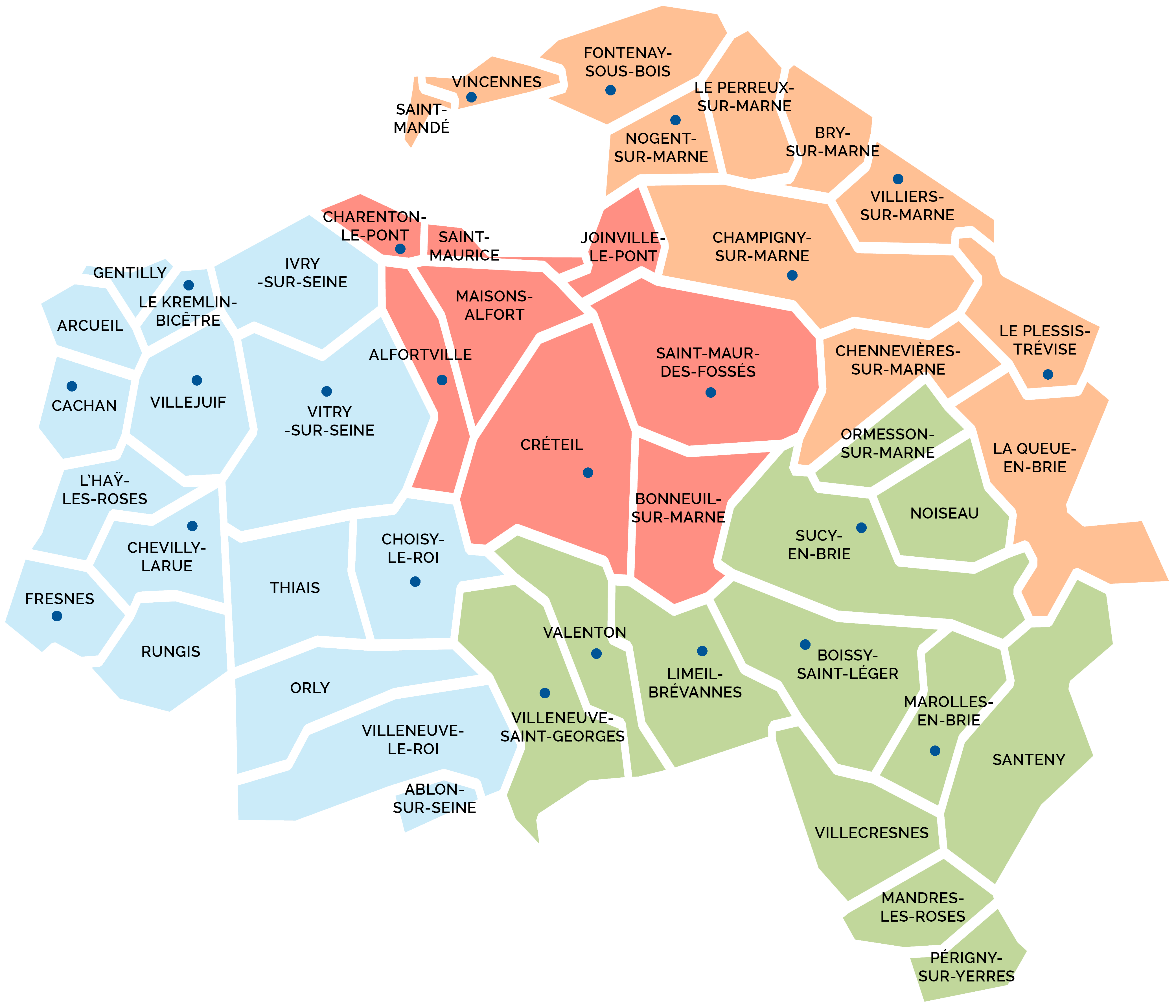 Carte du Val-de-Marne avec nos équipes locales